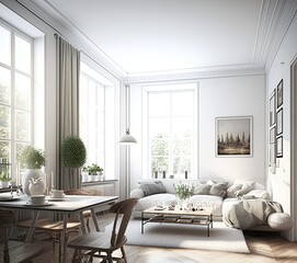 Modern luxury attic loft apartment. Generative AI