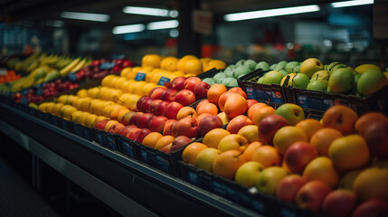 Supermarket , fruit and vegetable zone, generative ai