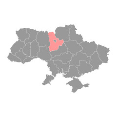 Kyiv oblast map, province of Ukraine. Vector illustration.