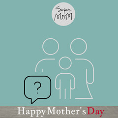 mother's day illustration with line drawing