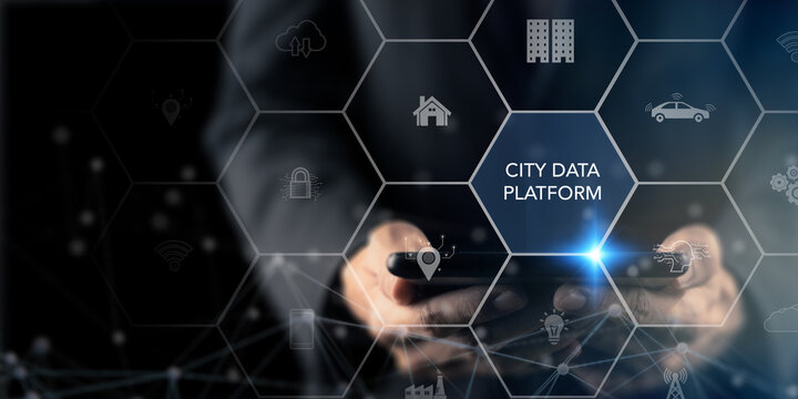 City data platform cocept. The platform enables smart city planning, public safety management. Provide insights into urban infrastructure and services, allowing cities to identify areas of improvement