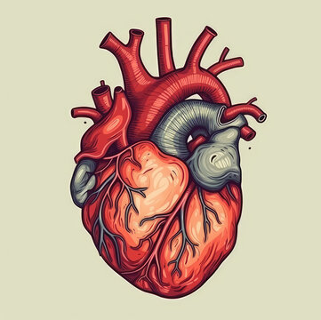 Human heart close up, 2d