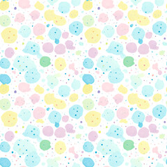 Abstract watercolor soap bubbles seamless background, pastel colors and white background, ai generative art.