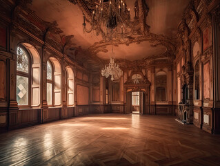 Gorgeous view of gothic cathedral interior 3d CG illustration Generative AI
