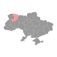 Rivne oblast map, province of Ukraine. Vector illustration.
