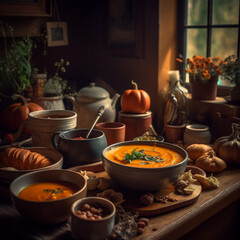 Veggie Soup Puree With Carrot Sqaush Ginger Pumpkin