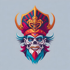Fototapeta premium Colorful Pirate King Skull Logo Design Created Using AI Technology