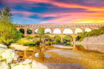 Foto op Plexiglas Pont du Gard Pont Du Gard, Vers, Brücke, Südfrankreich 