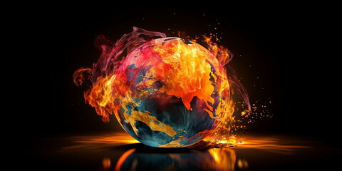 sphere with fire, Generative AI, Generative, AI