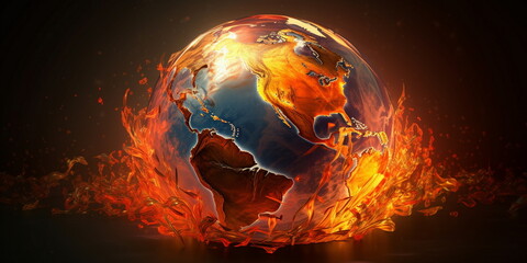 earth with fire, Generative AI, Generative, AI