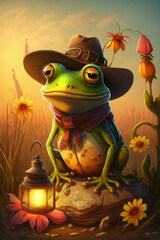 Ribbiting Laughter: The Hilarious Adventures of a Realistic Cartoon Frog Character