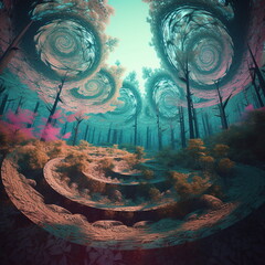 landscape with trees, Generative AI, Generative, AI