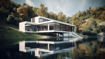 Fototapeta na wymiar Modern House - Contemporary design - Generative AI, AI generated