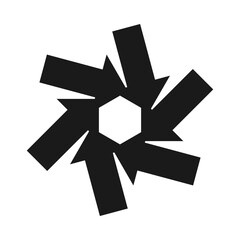 Radial Angled Arrow Shapes Hexagon Icon