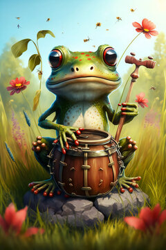 Ribbiting Laughter: The Hilarious Adventures of a Realistic Cartoon Frog Character