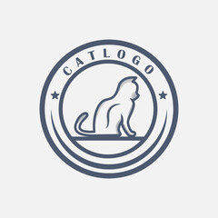 vintage badge animal cat logo