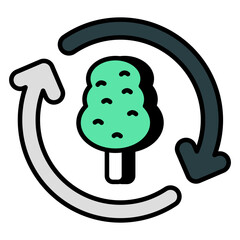 An editable design icon of tree recycling