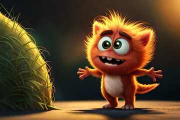 Fototapeta premium Cute furry monster. Generative AI