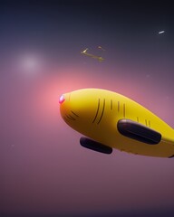 Fototapeta na wymiar beautiful futuristic yellow air balloon floating in the sky. Generative AI