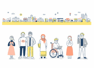 ダイバーシティ・多様性のイメージ　街と人々