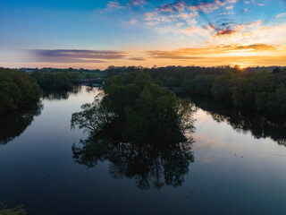 Lake at Heaton Park at Sunset in Manchester 