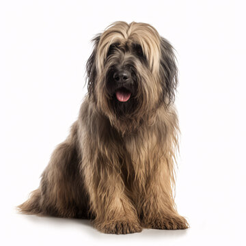 Briard breed dog isolated on white background