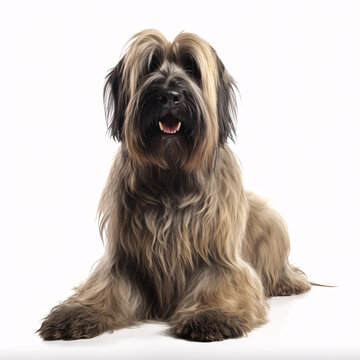 Briard breed dog isolated on white background
