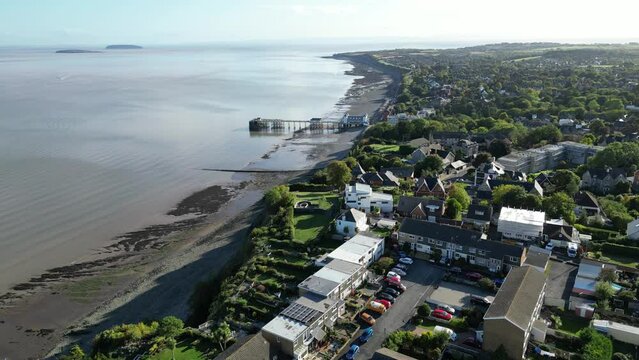 4K Drone Shot Flying Toward Penarth Pier, Wales