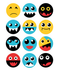 Emoticons smiley smilies vector set icons 