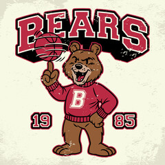 Bear Mascot Vintage Design Old School