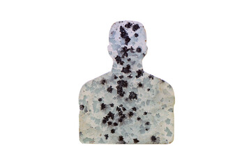 A man shaped steel shooting target isolated on white background with clipping path.