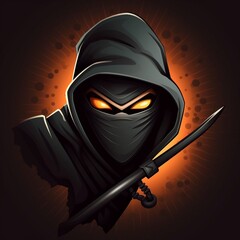 Cartoon ninja logo for a gaming brand Generative AI