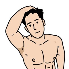 cute man cartoon on white background
