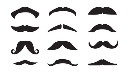 Black silhouettes mustaches set. vector illustration