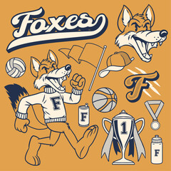 Fox Object Mascot Design set