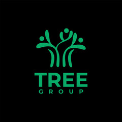 Green life tree community logo design