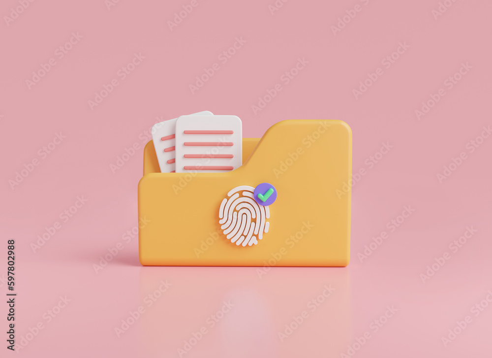 Poster folder with fingerprint scan biometric document folder data protection secured. encryption, data pro