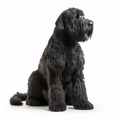Black Russian Terrier breed dog isolated on white background