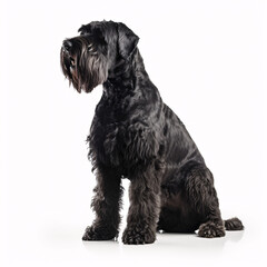 Black Russian Terrier breed dog isolated on white background