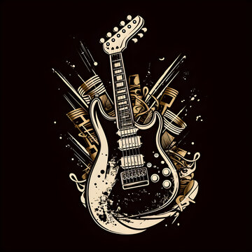 Generative AI illustrations, World Music Day,banner to celebrate International Rock Day.