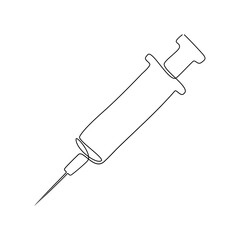Continuous line drawing of Syringe icon isolate on transparent background.