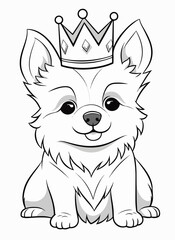 Pomeranian spitz vector coloring book black and white for kids isolated line art on white background.