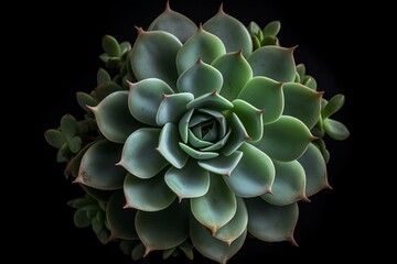 Realistic top-down succulent plant image perfect for transparent backgrounds, desktops, mockups, or floral designs. Generative AI
