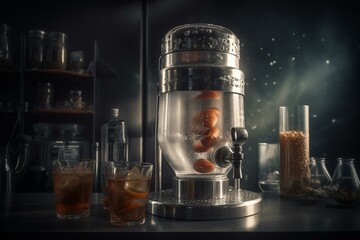 Beverage dispenser in space. Generative AI