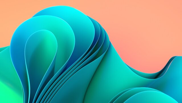 Get lost in the calming hues of green and orange with our 3D wave wallpaper design. Perfect for adding depth and dimension to your landing page, desktop or poster