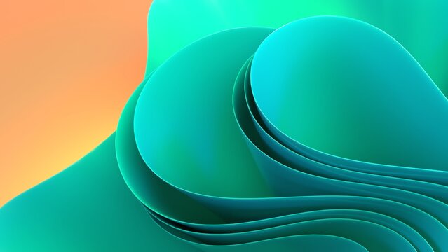 Get lost in the calming hues of green and orange with our 3D wave wallpaper design. Perfect for adding depth and dimension to your landing page, desktop or poster