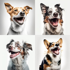 portraits of a cute happy dogs, ai generated
