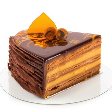 Dobos Torte Isolated on White. Generative AI