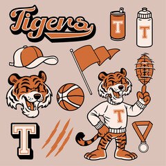Tiger Mascot Design Object in Hand Drawn Style © bazzier