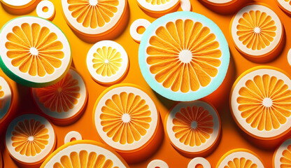 Playful pattern juicy oranges fruits. Generative AI.